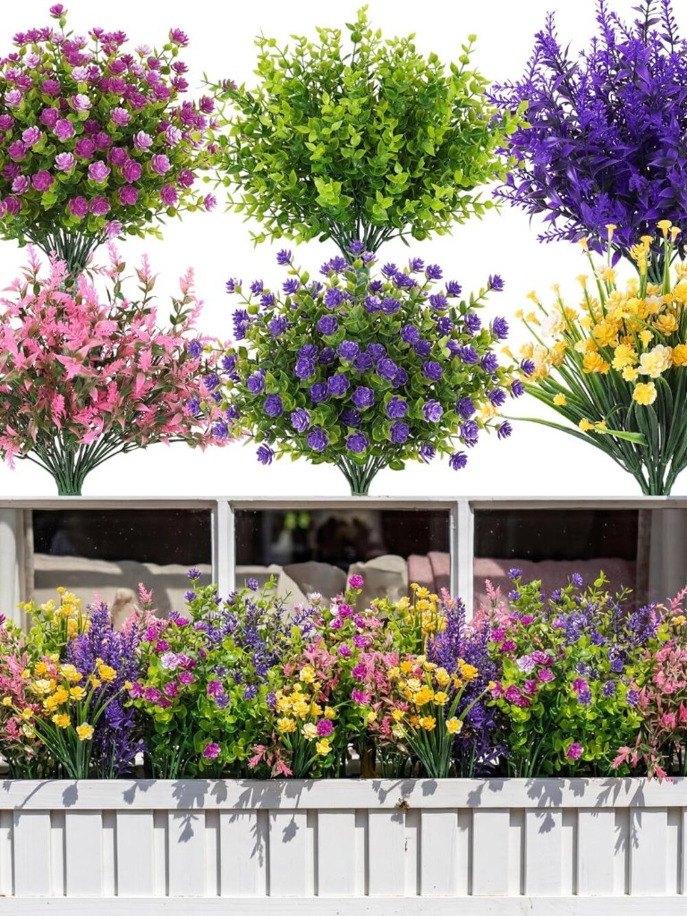 Mixed Artificial Flowers for Outdoors UV Resistant Faux Flowers